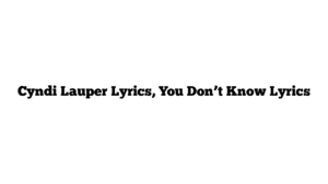 Cyndi Lauper Lyrics, You Don’t Know Lyrics