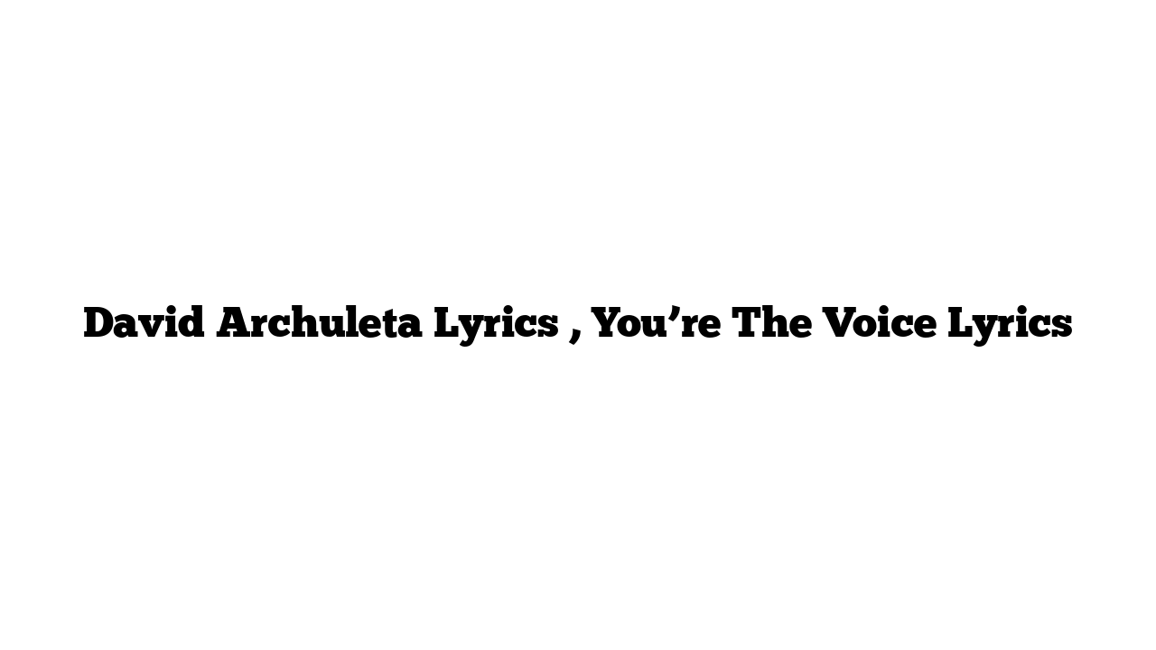 David Archuleta Lyrics , You’re The Voice Lyrics