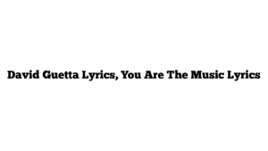 David Guetta Lyrics, You Are The Music Lyrics