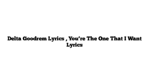 Delta Goodrem Lyrics , You’re The One That I Want Lyrics