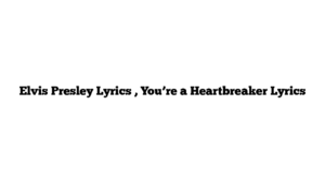 Elvis Presley Lyrics , You’re a Heartbreaker Lyrics