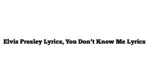 Elvis Presley Lyrics, You Don’t Know Me Lyrics