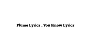 Flume Lyrics , You Know Lyrics