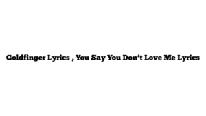 Goldfinger Lyrics , You Say You Don’t Love Me Lyrics