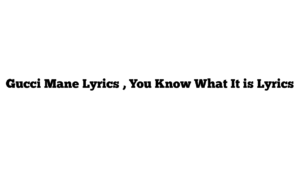 Gucci Mane Lyrics , You Know What It is Lyrics