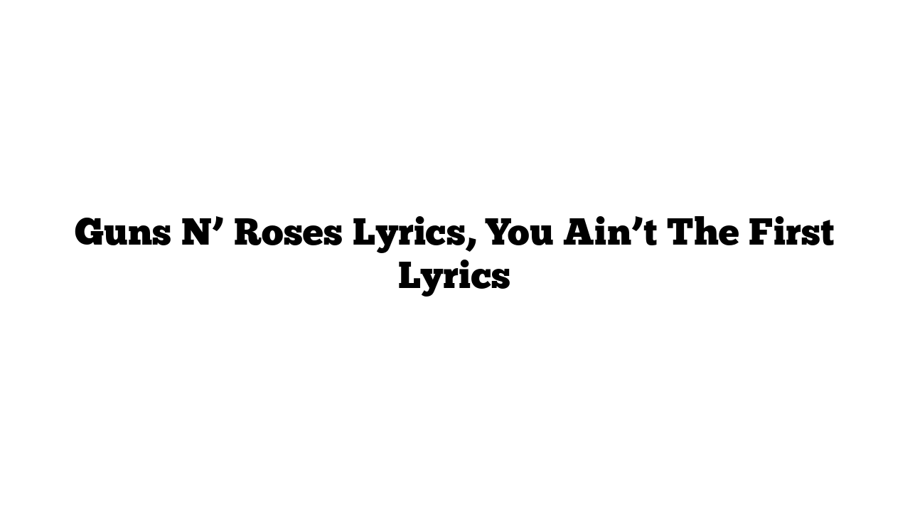 Guns N’ Roses Lyrics, You Ain’t The First Lyrics