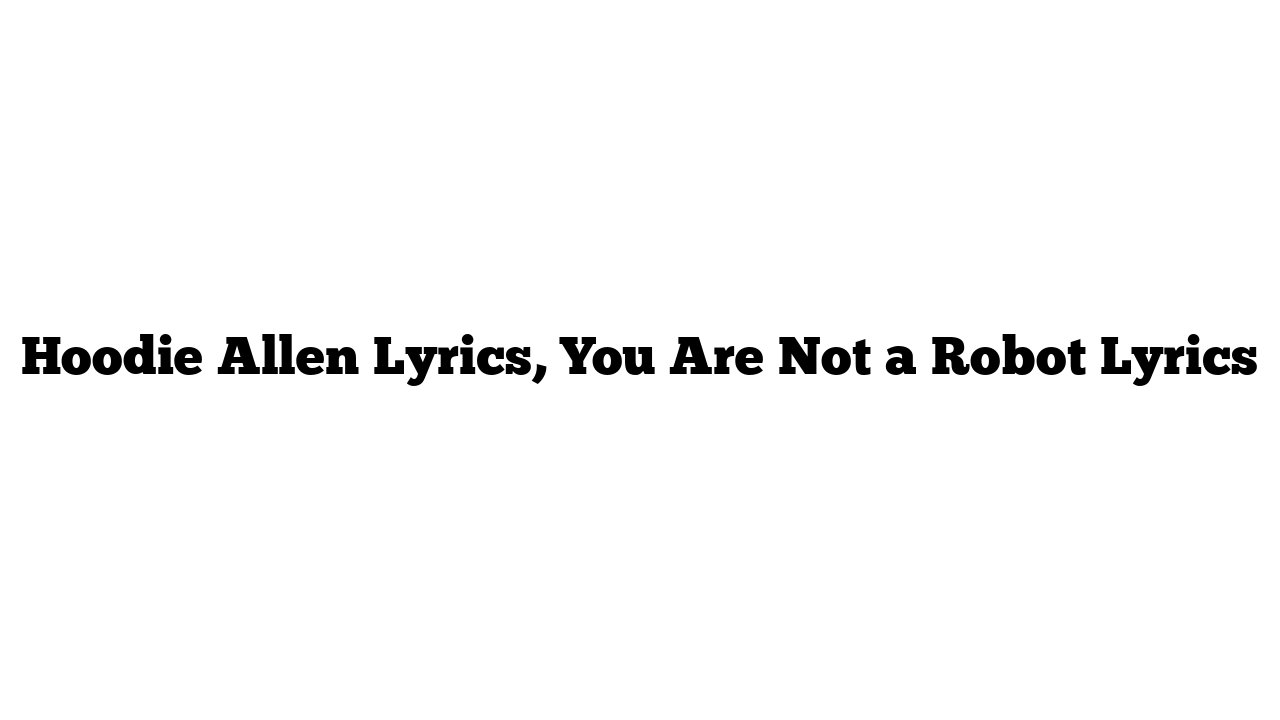 Hoodie Allen Lyrics, You Are Not a Robot Lyrics