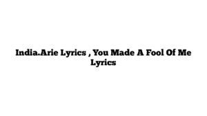 India.Arie Lyrics , You Made A Fool Of Me Lyrics