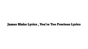 James Blake Lyrics , You’re Too Precious Lyrics