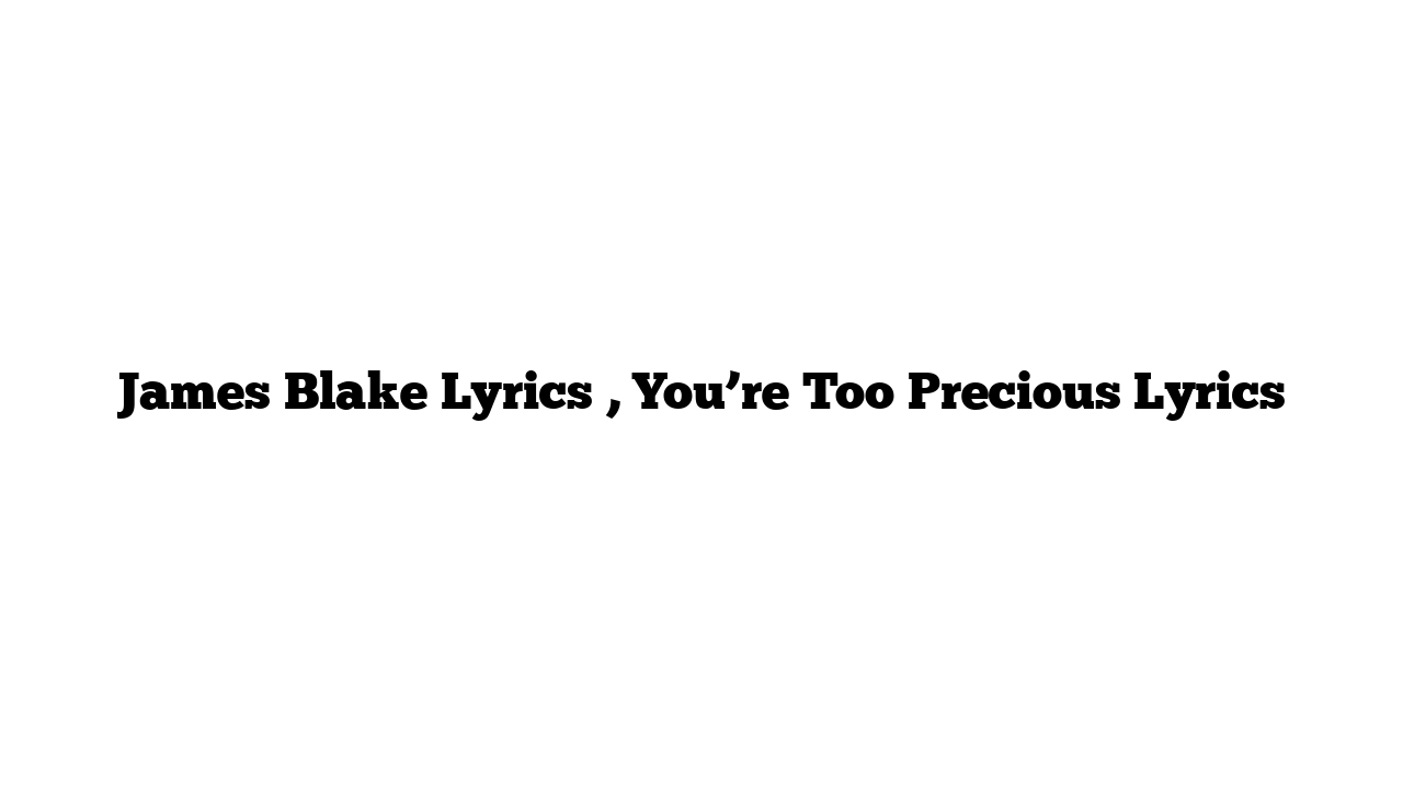 James Blake Lyrics , You’re Too Precious Lyrics