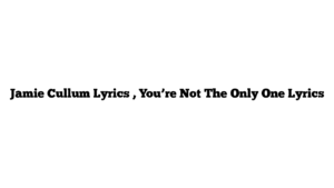 Jamie Cullum Lyrics , You’re Not The Only One Lyrics