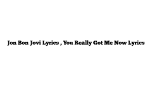 Jon Bon Jovi Lyrics , You Really Got Me Now Lyrics