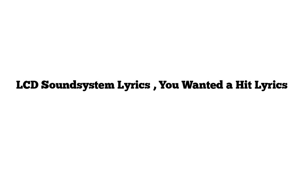 LCD Soundsystem Lyrics , You Wanted a Hit Lyrics