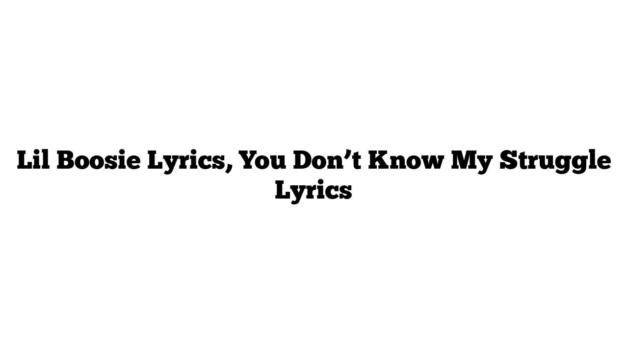 Lil Boosie Lyrics, You Don’t Know My Struggle Lyrics