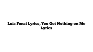 Luis Fonsi Lyrics, You Got Nothing on Me Lyrics