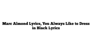 Marc Almond Lyrics, You Always Like to Dress in Black Lyrics