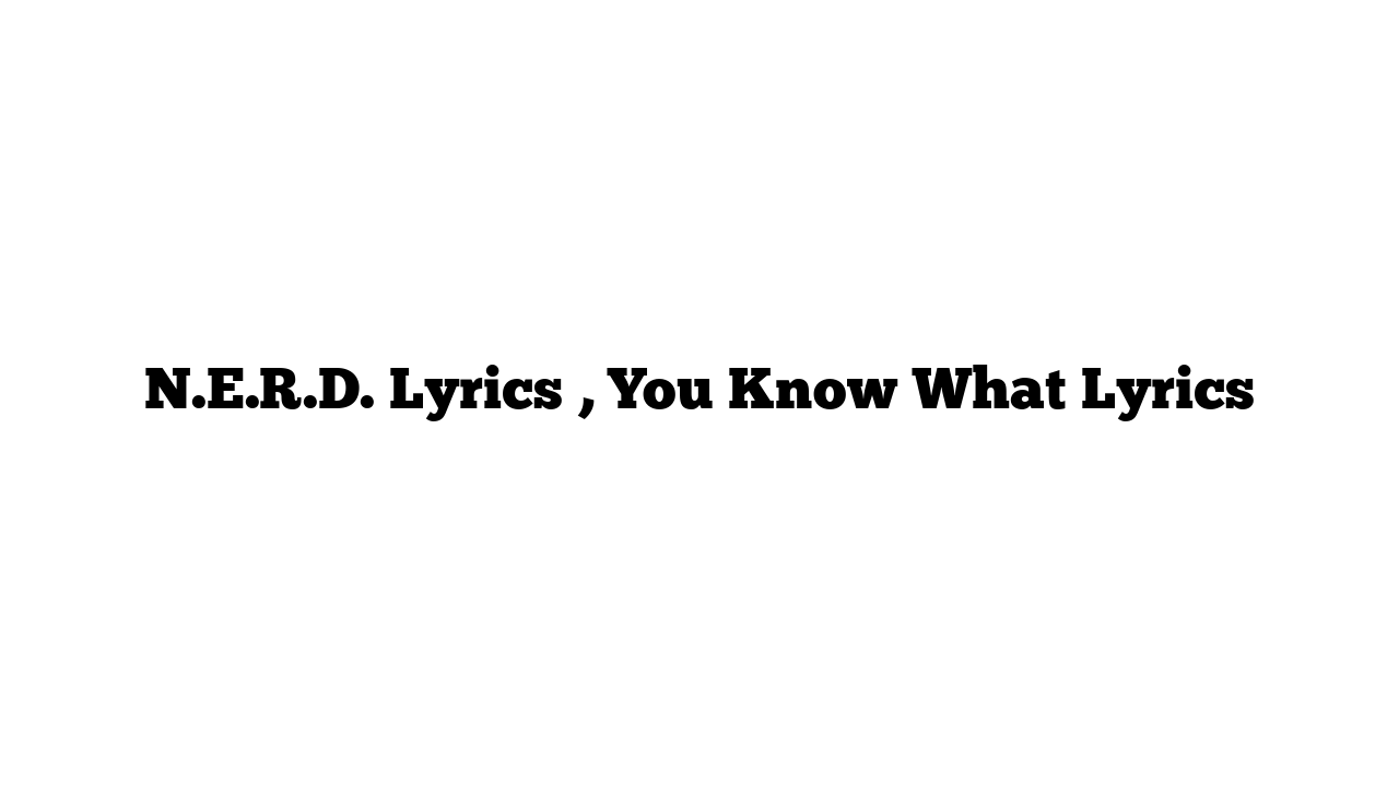 N.E.R.D. Lyrics , You Know What Lyrics