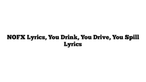 NOFX Lyrics, You Drink, You Drive, You Spill Lyrics