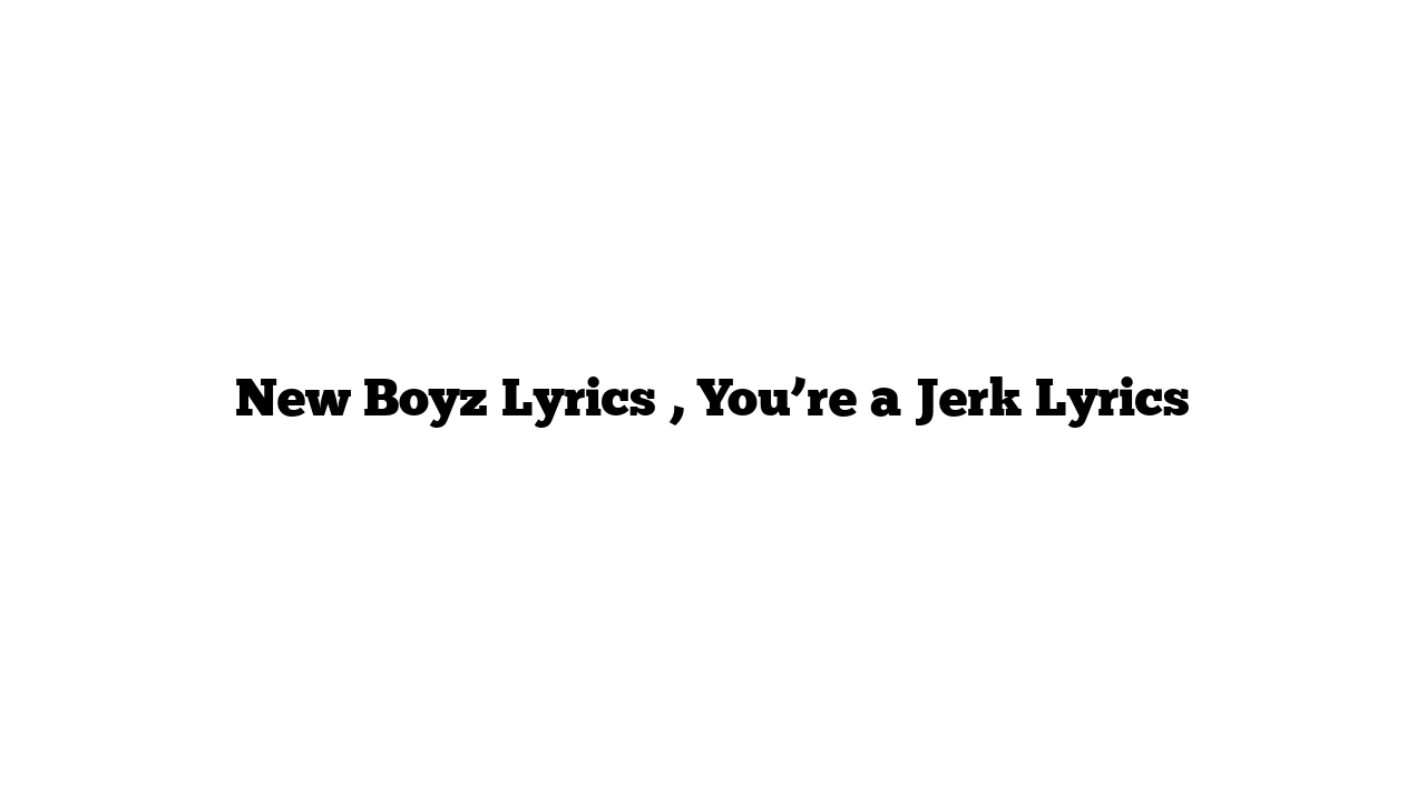 New Boyz Lyrics , You’re a Jerk Lyrics