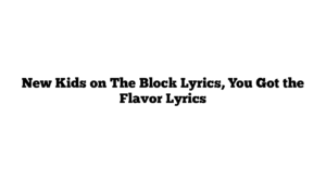 New Kids on The Block Lyrics, You Got the Flavor Lyrics