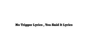 No Trigger Lyrics , You Said It Lyrics