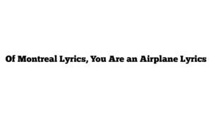 Of Montreal Lyrics, You Are an Airplane Lyrics