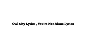 Owl City Lyrics , You’re Not Alone Lyrics