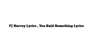 PJ Harvey Lyrics , You Said Something Lyrics