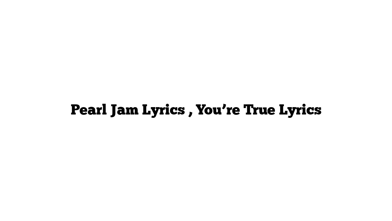 Pearl Jam Lyrics , You’re True Lyrics