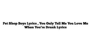 Pet Shop Boys Lyrics , You Only Tell Me You Love Me When You’re Drunk Lyrics