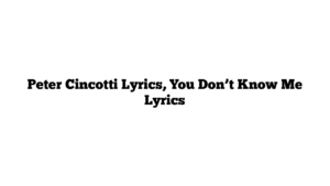 Peter Cincotti Lyrics, You Don’t Know Me Lyrics