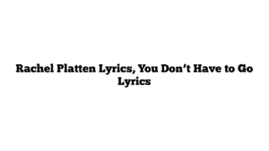 Rachel Platten Lyrics, You Don’t Have to Go Lyrics