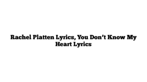 Rachel Platten Lyrics, You Don’t Know My Heart Lyrics