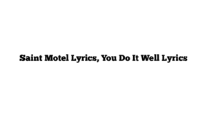 Saint Motel Lyrics, You Do It Well Lyrics