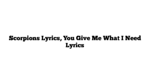 Scorpions Lyrics, You Give Me What I Need Lyrics