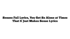 Senses Fail Lyrics, You Get So Alone at Times That It Just Makes Sense Lyrics