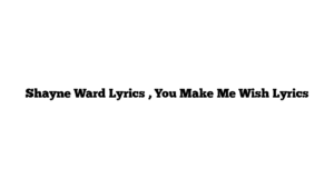 Shayne Ward Lyrics , You Make Me Wish Lyrics