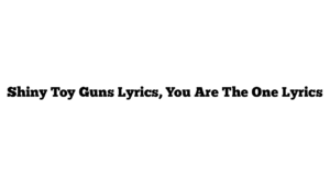 Shiny Toy Guns Lyrics, You Are The One Lyrics