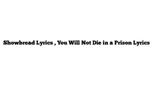 Showbread Lyrics , You Will Not Die in a Prison Lyrics