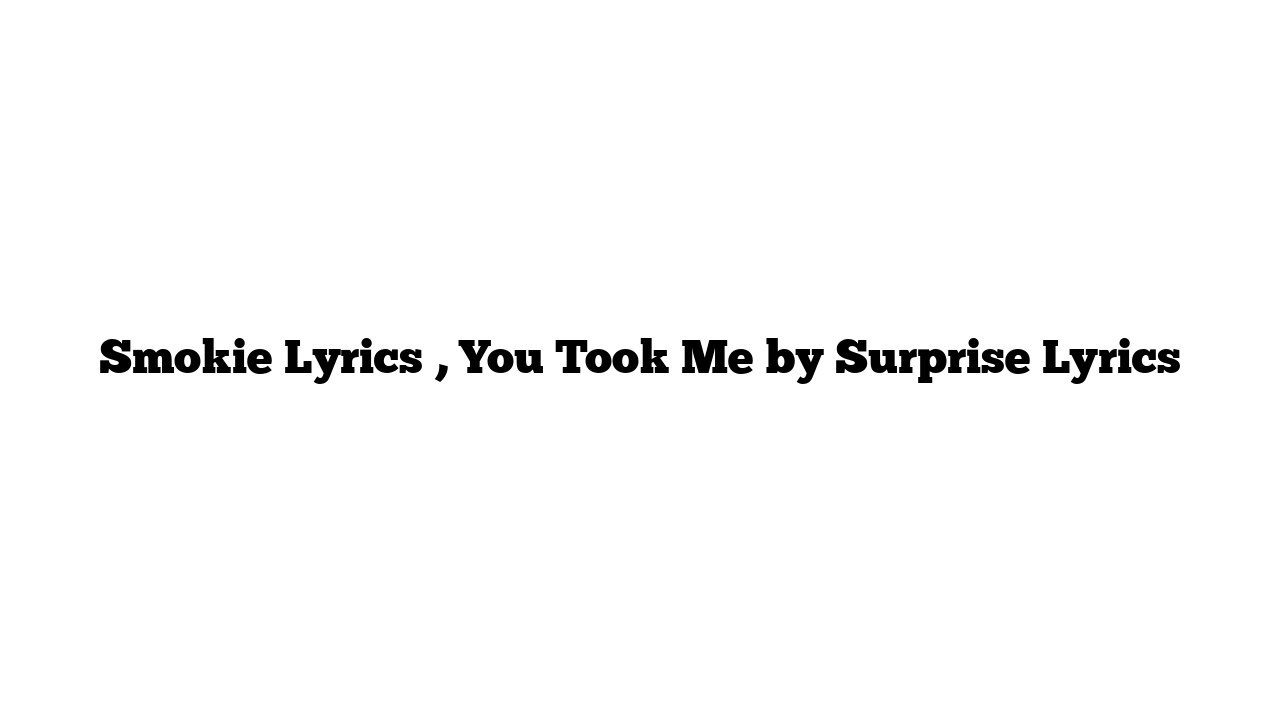 Smokie Lyrics , You Took Me by Surprise Lyrics