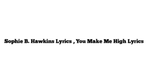 Sophie B. Hawkins Lyrics , You Make Me High Lyrics