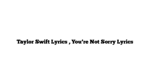 Taylor Swift Lyrics , You’re Not Sorry Lyrics