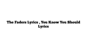 The Faders Lyrics , You Know You Should Lyrics