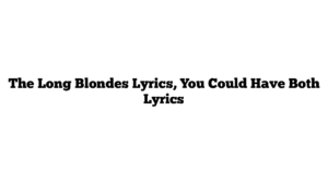 The Long Blondes Lyrics, You Could Have Both Lyrics