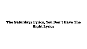 The Saturdays Lyrics, You Don’t Have The Right Lyrics