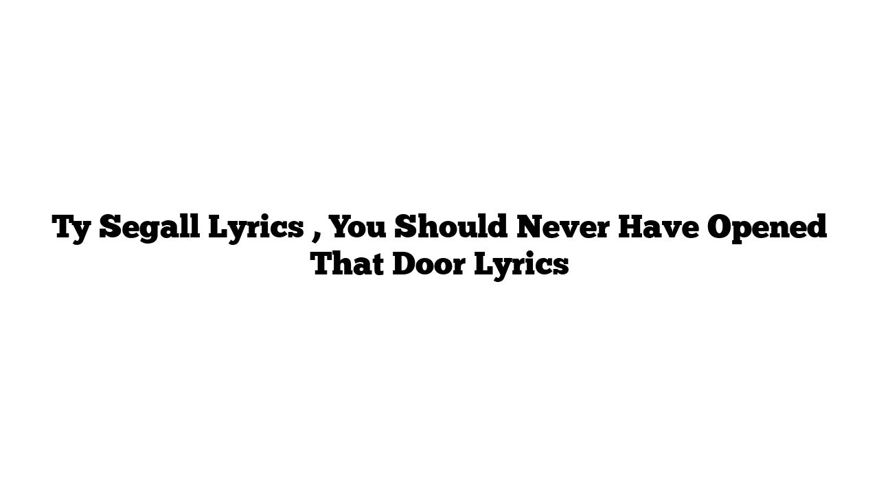 Ty Segall Lyrics , You Should Never Have Opened That Door Lyrics